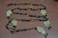 Handmade Hand Brass Metal Bells Glass Beads String 45"