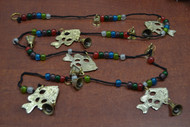 Handmade Fish Brass Metal Bells Glass Beads String 45"