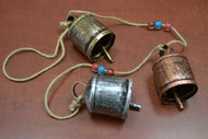 3 Pcs Handmade Rusty Iron Metal Bells Glass Beads String 32"
