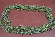 12 Necklaces Green Glass Seed Beading Love Beads 36"