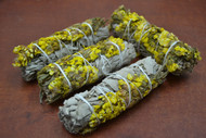 Yellow Sinuata California White Sage Smudge Bundle 4"