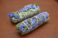 Blue Sinuata California White Sage Smudge Bundle 4"