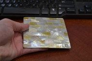 Golden Mother of Pearl Shell Blank Inlay White Back 4 1/4"