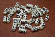 Off White Swirl Mudbone Bone Tube Beads 12mm