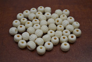 Carved Stripe Off White Bone Round Beads 10mm