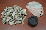 Mini White Sage With Abalone Shell and Charcoal Smudging Burning Kit