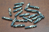 Dark Chocolate Brown Swirl Buffalo Bone Tube Beads 1"