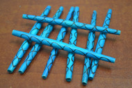 Dyed Blue Swirl Tube Buffalo Bone Beads 4"