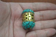Green Turquoise Look Gold Plated Bead