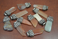 12 Pcs Assort Agate Gemstone Silver Plated Brass Capped Pendants
