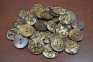 50 Pcs Dark Brown Spotted Brown Bone Sewing Buttons 1"