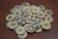 50 Pcs Cross Round Brown Bone Sewing Buttons 1"