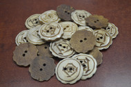 50 Pcs Stripe Circle Round Brown Buffalo Bone Sewing Buttons 1 1/4"