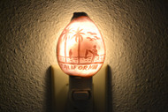California Beach Hand Carved Purple Cowrie Shell Nightlight