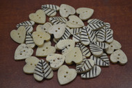 100 Pcs Stripe Heart Brown Buffalo Bone Sewing Buttons 3/4"