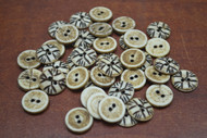 100 Pcs Stripe Brown Round Buffalo Bone Sewing Buttons 15mm