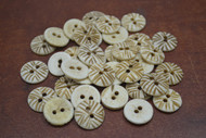 100 Pcs Brown Round Stripe Buffalo Bone Sewing Buttons 15mm