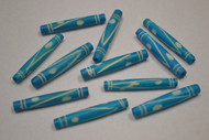Dyed Blue Stripe Buffalo Bone Tube Beads 1 1/4"