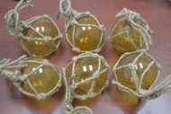 6 Pcs Yellow Reproduction Glass Float Fishing Ball 3"