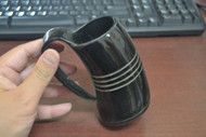 Stripe Buffalo Horn Medieval Drinking Ale Cup 5"