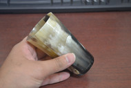Honey Dark Buffalo Horn Medieval Drinking Ale Cup 5"