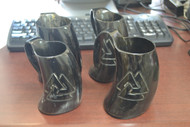 4 Cups - Triangle Buffalo Horn Medieval Drinking Ale Cup 5"