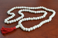 White Swirl Tibetan Buddhish Buffalo Bone Mala Prayer Beads 10mm