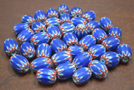 60 Pcs Handmade Blue & White  Chevron Glass Beads