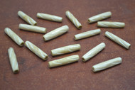Carved Cream Brown Buffalo Bone Tube Beads 1"