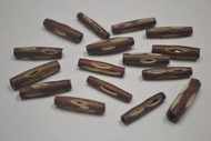 Carved Chocolate Brown Buffalo Bone Tube Beads 1"
