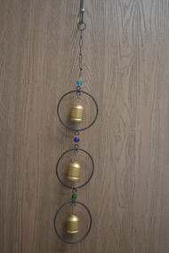 Handmade Trio Circle Rusty Iron Metal Bells Windchime