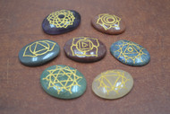 7 Pcs Oval Chakra Stone Engraved Reiki Healing Plam Gemstones