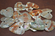 12 Pcs Heart Red Abalone Shell Blank Charm Pendants 35mm