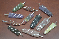 12 Pcs Assort Agate Gemstone Flat Silver Plated Pendants 2" - 2 1/2"