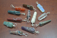 12 Pcs Assort Agate Gemstone Wire Wrapped Pencil Pendants 2"