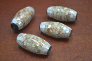 4 Pcs Tube Red Abalone Shell Mosaic Beads 2"