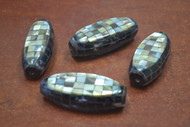 4 Pcs Oyster & Pearl Shell Mosaic Loose Tube Beads 2"