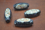 4 Pcs Oyster & Red Abalone Shell Mosaic Loose Tube Beads 2"