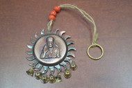 Handmade Hindi Sun God Rusty Metal Iron Bell Hanger 3 1/2"