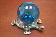 Reproduction Blue Glass Ball With Turtle Holder