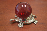 Reproduction Red Glass Ball With Turtle Holder