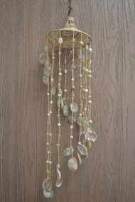 Handmade Red Abalone Seashell Windchime 25"