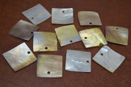 12 Pcs Sqaure Mother Of Pearl Shell Charms 1"