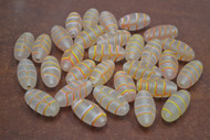 65 Pcs Handmade Peach & Yellow Stripe Feather Old Glass Beading Beads