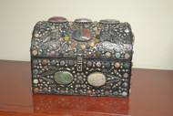 Handmade Agate Gemstone Cabochon Decorated Dome Chest Box 13"
