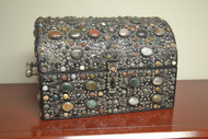 Handmade Agate Gemstone Cabochon Decorated Dome Chest Box 18"
