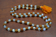 Rudraksh With Rainbow Crystal Japa Mala Rosary Prayer Beads 6mm