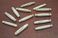 Carved Stripe Brown Bone Tube Beads 1 1/2"
