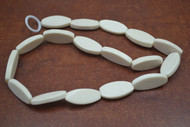 White Flat Oval Buffalo Bone Beads 1"