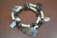 Oyster Shell Bead Charm Memory Wire Bracelet